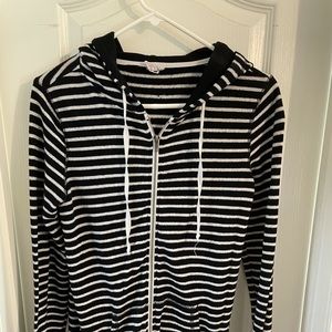 Striped Lightweight  Zip Hoodie